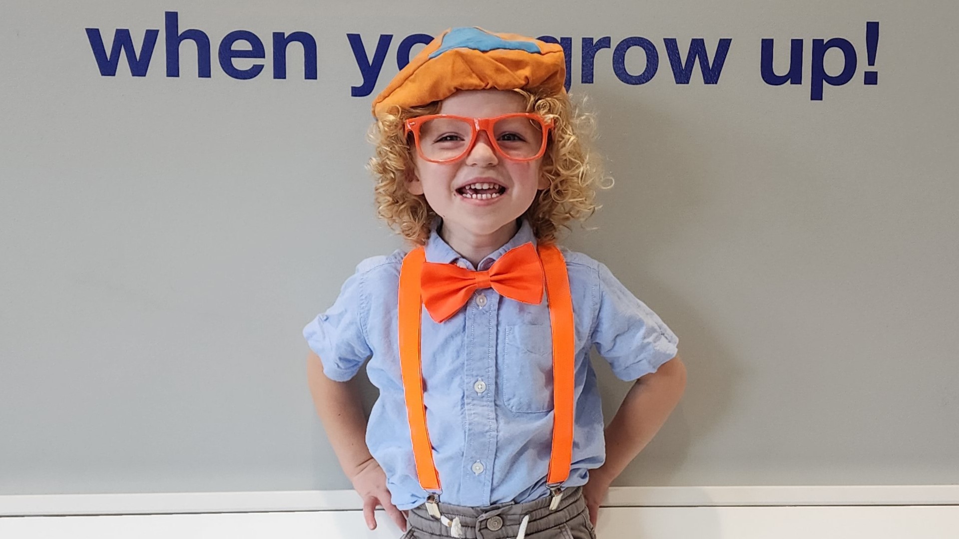 We had a costume party we attended and so the babies went as blippi an