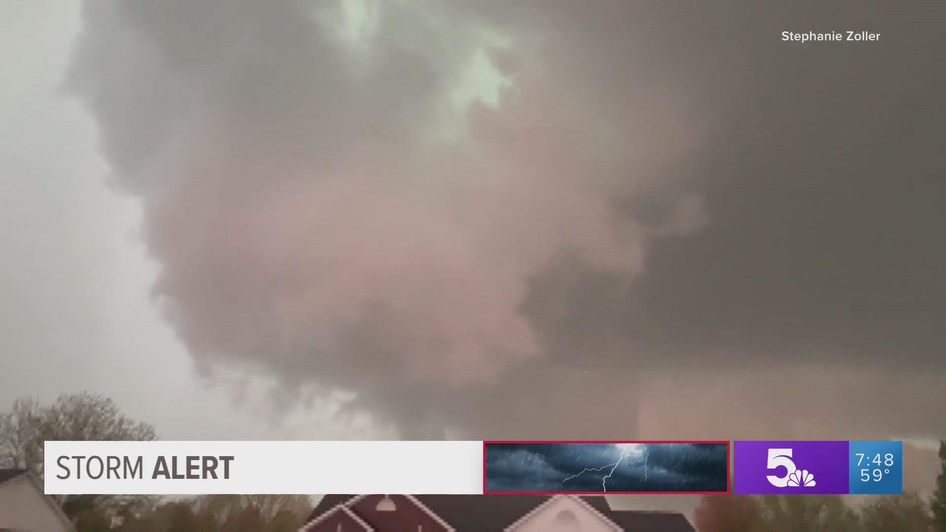 Videos show clouds and heavy wind in St. Louis County. There were high winds in Sullivan, Missouri.