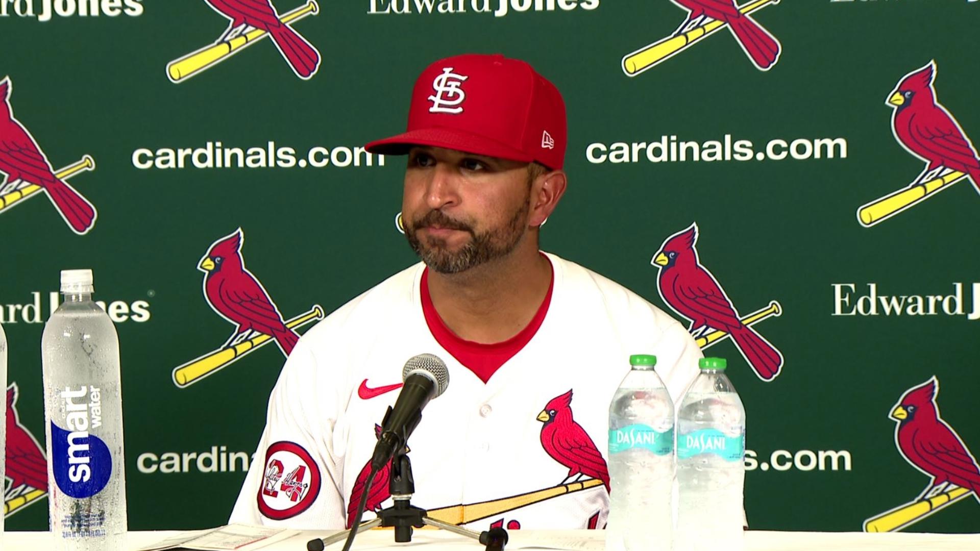 St. Louis Cardinals' manager Oli Marmol discusses the team's 6-2 loss against the Atlanta Braves. The game was the first of a doubleheader on Wednesday.