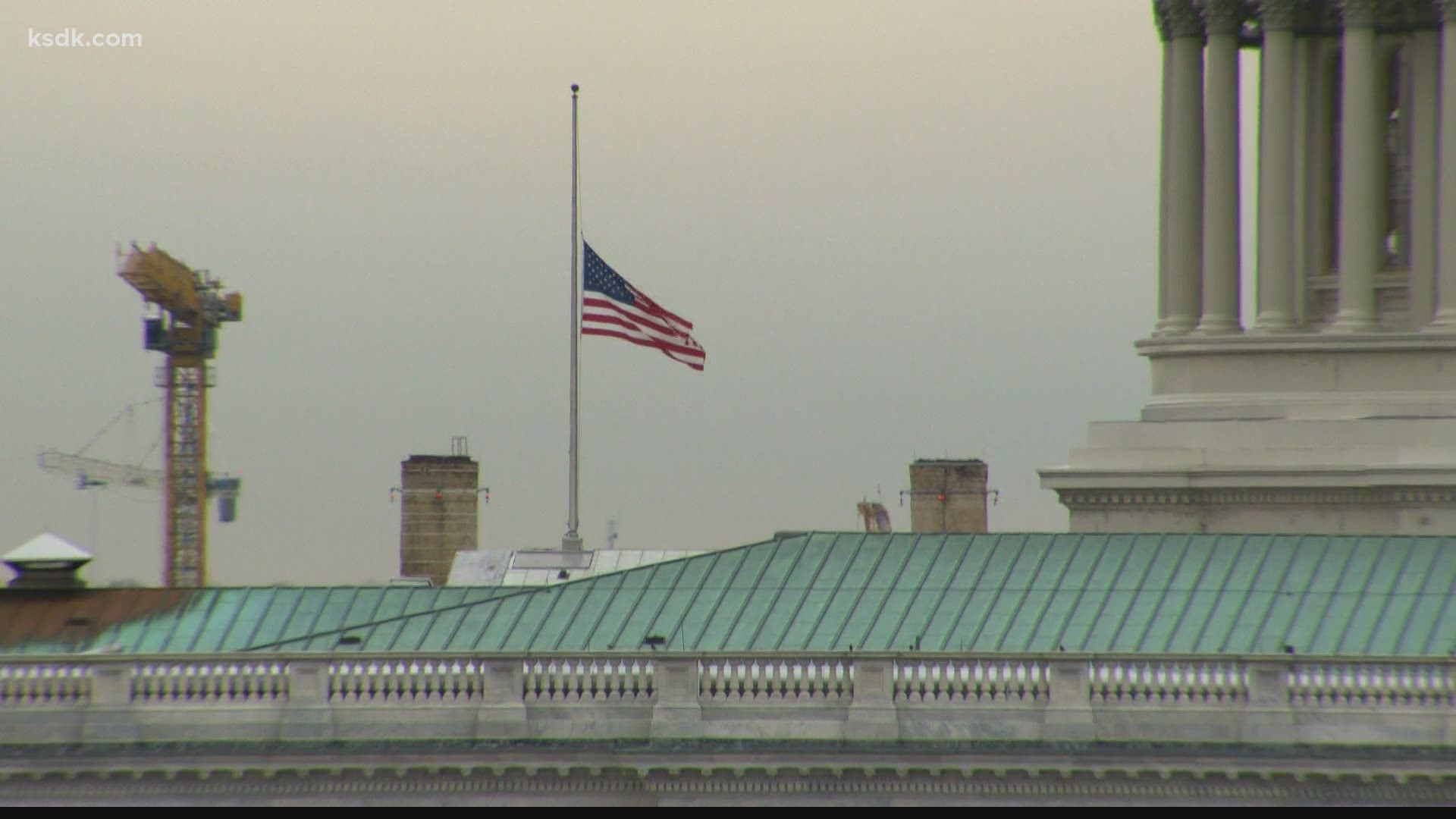 Flags fly at half-staff on the nation's Capitol in honor of a fallen Capitol police officer