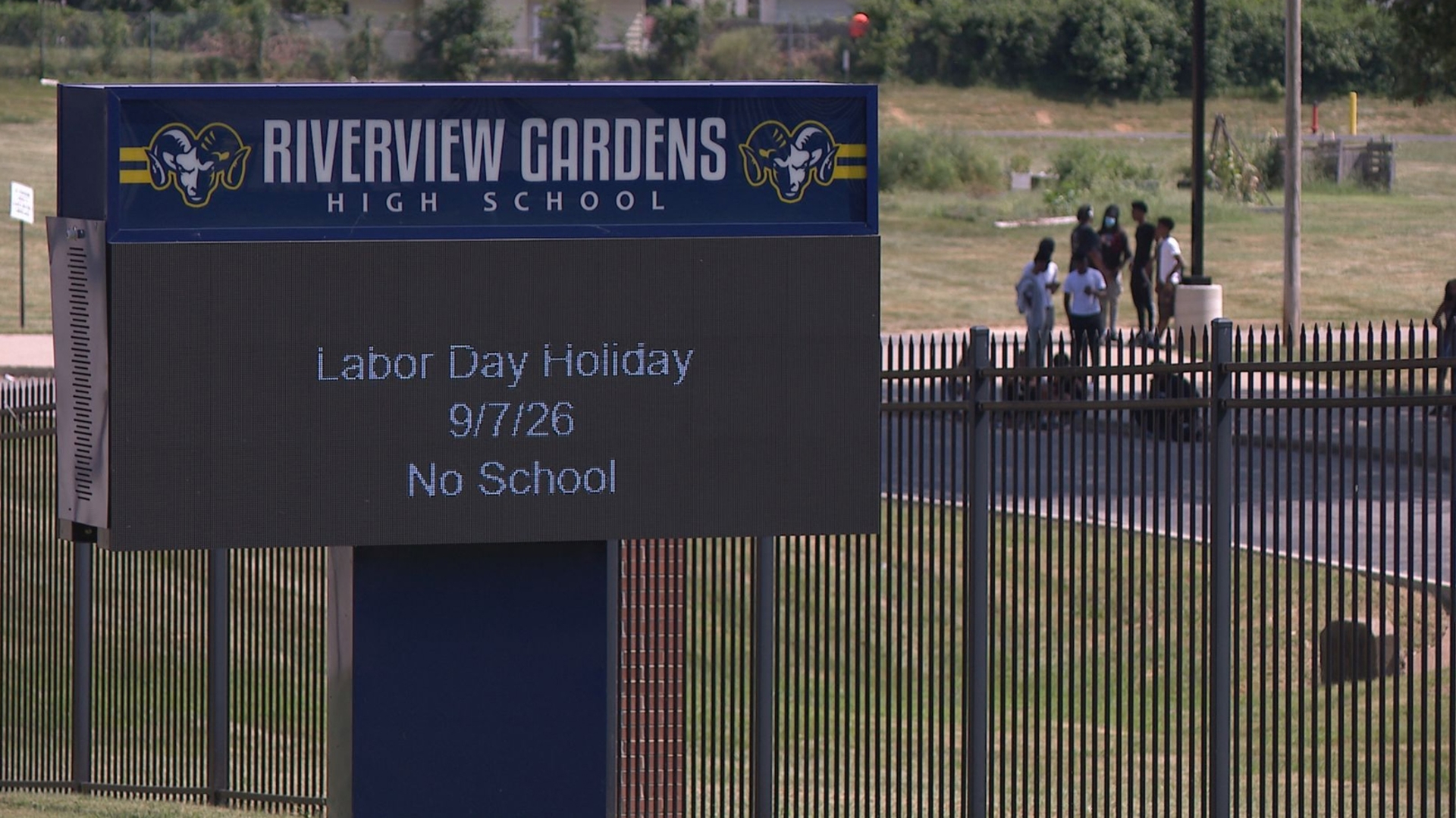 Six Riverview Gardens High School marching band students were treated for heat-related symptoms Saturday after a football game was halted at halftime due to heat.