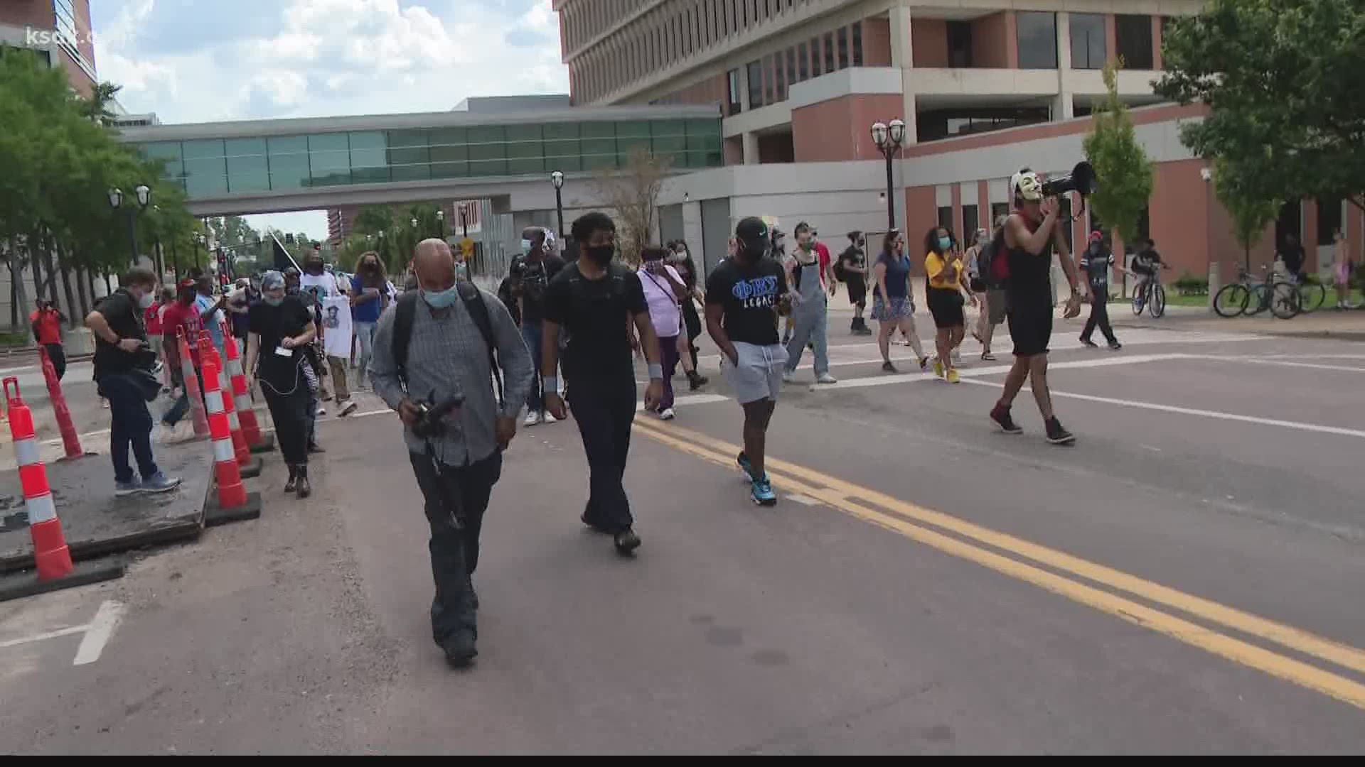 Demonstrators planned to meet at 2 p.m. outside the Buzz Westfall Justice Center