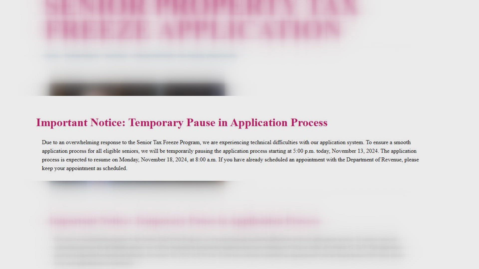 The application is expected to be back online Monday, Nov. 18 at 8 a.m. after a system upgrade.