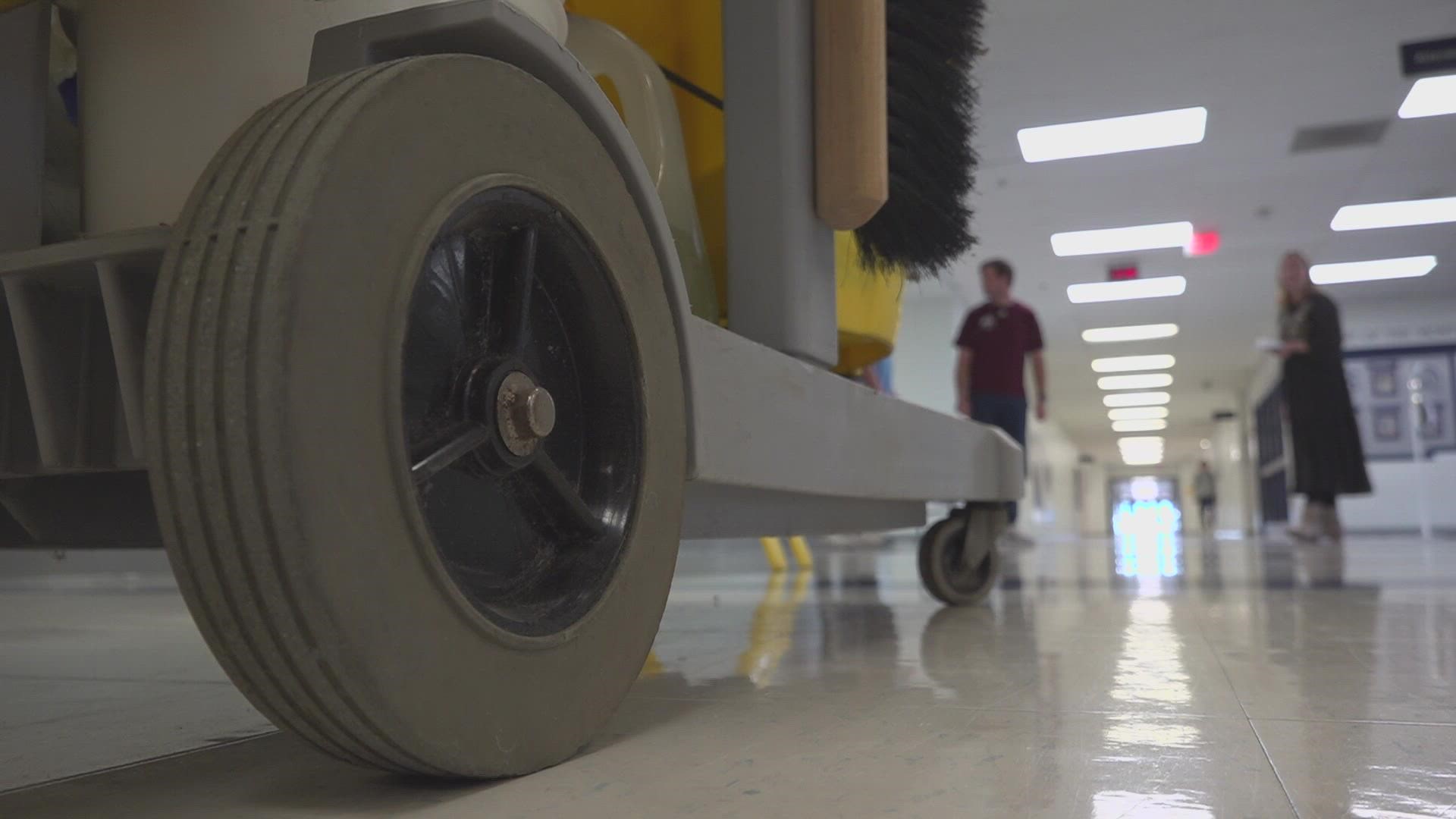 Dozens of custodial positions are open at Francis Howell School District. Our Mercedes Mackay shows us how the team is influencing others to do the same.