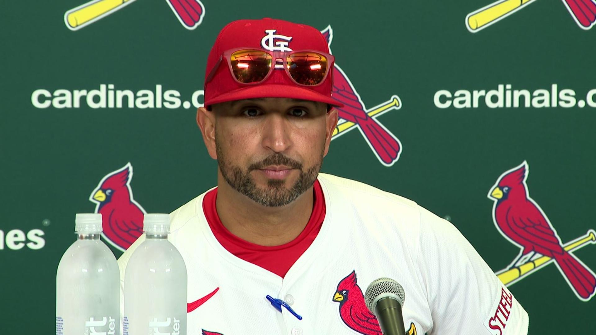 Oli Marmol discusses the St. Louis Cardinals' win over the Arizona Diamondbacks on Wednesday. Lars Nootbaar drove in two runs and Kyle Gibson pitched six innings.