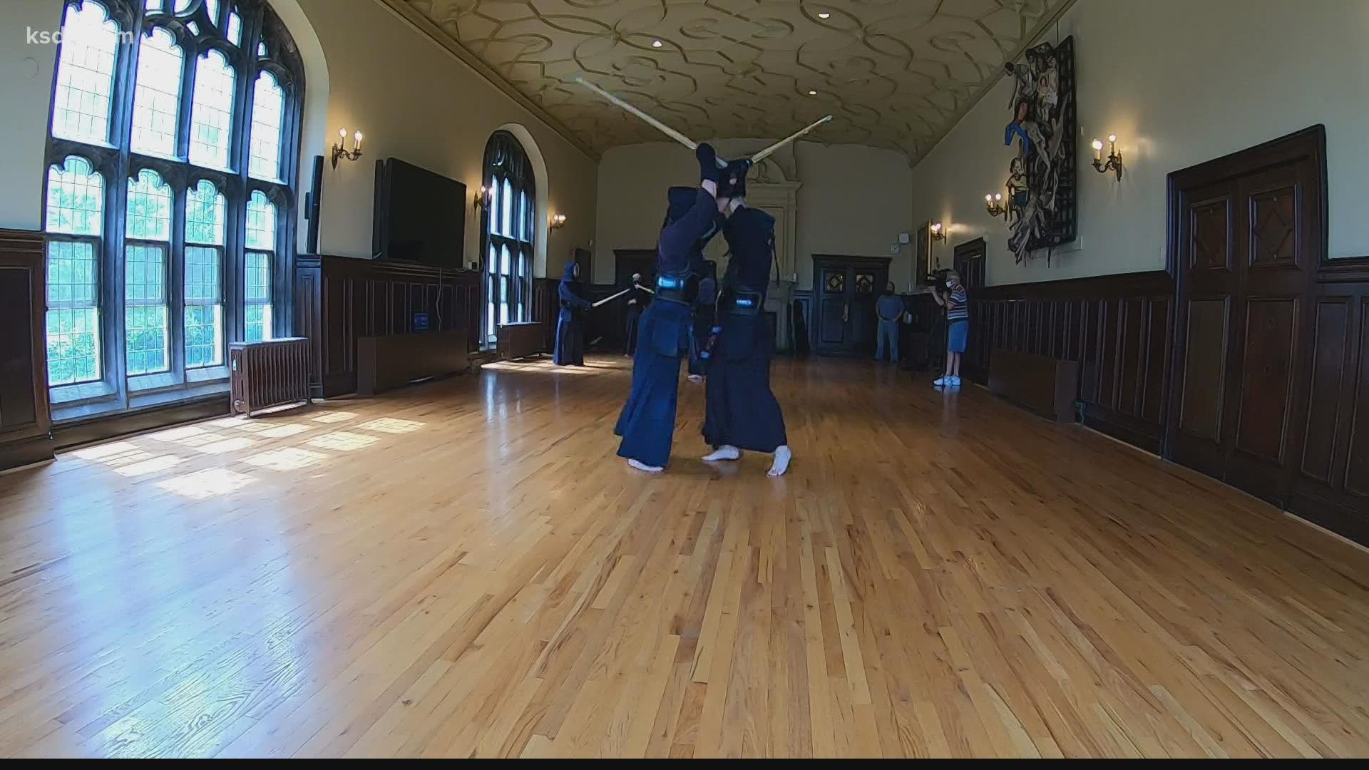 A local group practices Kendo at WashU.