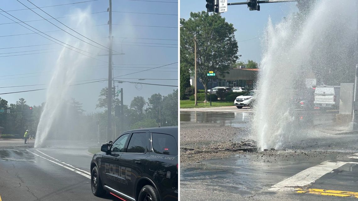 Massive St. Louis area water main break turns street into geyser ...