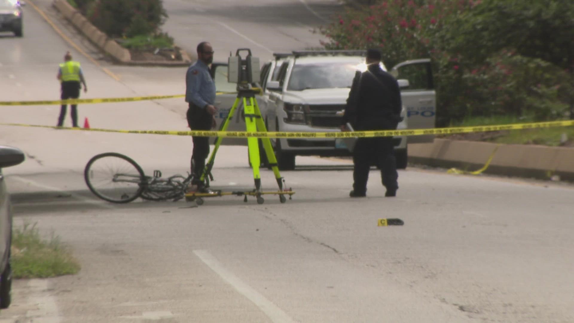 Police said the cyclist died at the hospital shortly after the crash. An accident reconstruction team is investigating.