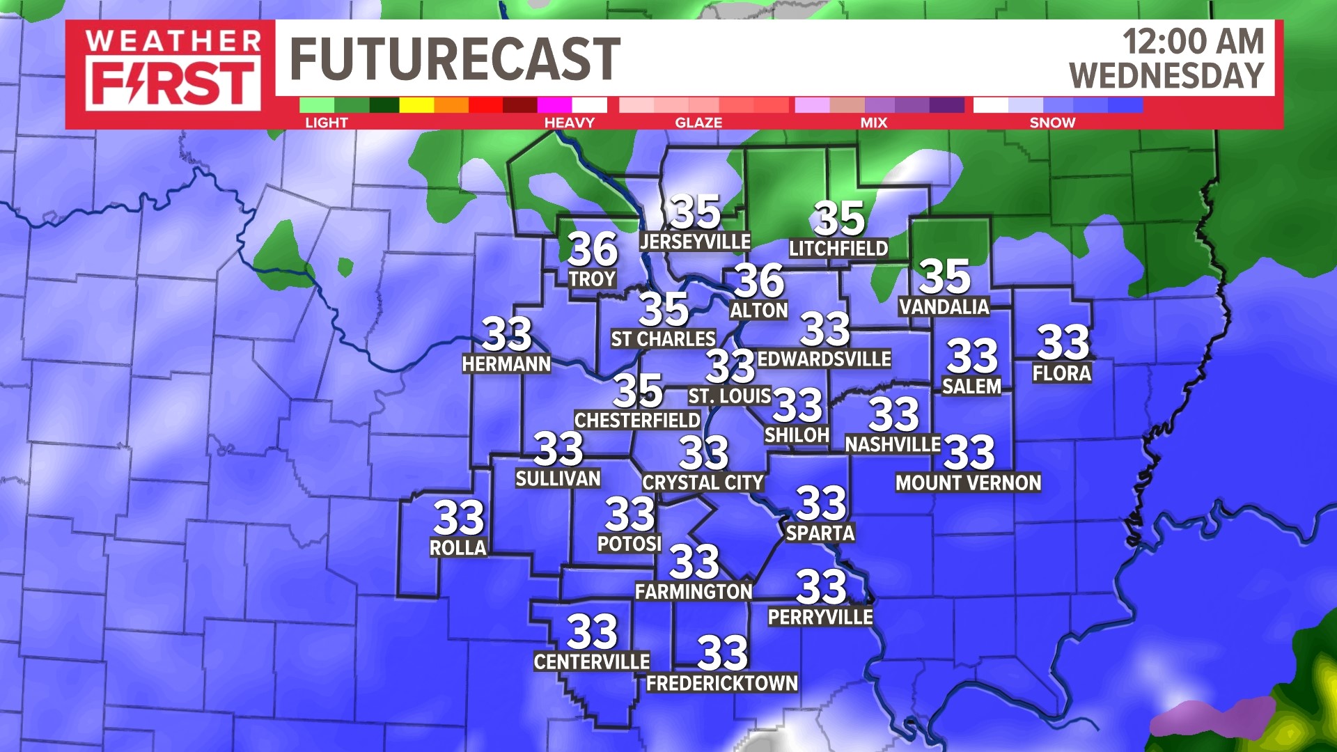 St. Louis weather forecast Snow Tuesday night into Wednesday