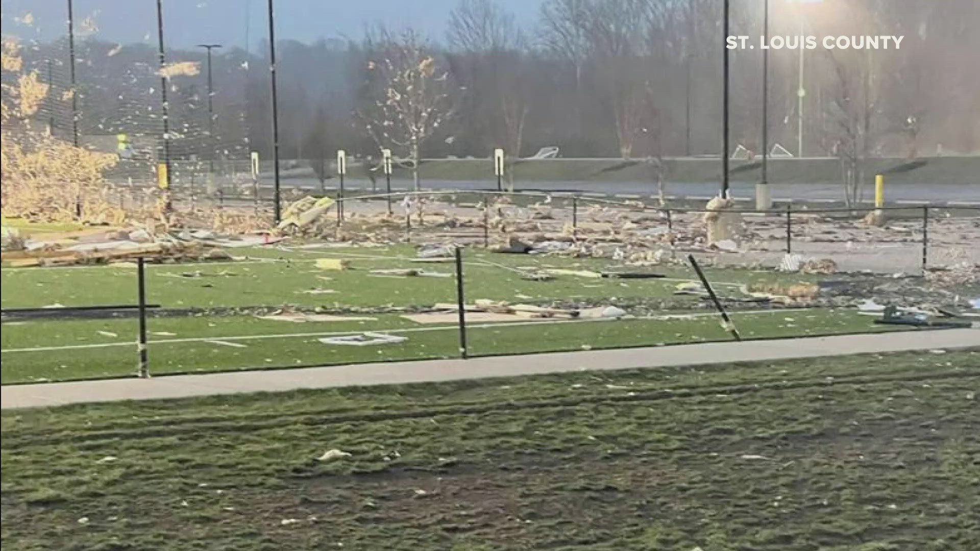 Friday night's storms caused significant damage at Creve Coeur Soccer Park and other areas of Missouri. A crisis cleanup hotline (844-965-1386) has been launched.