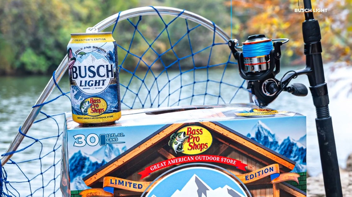 busch light tackle box 4 cans Busch Light, Bass Pro Shops team up for limited-edition beer cans and  contest