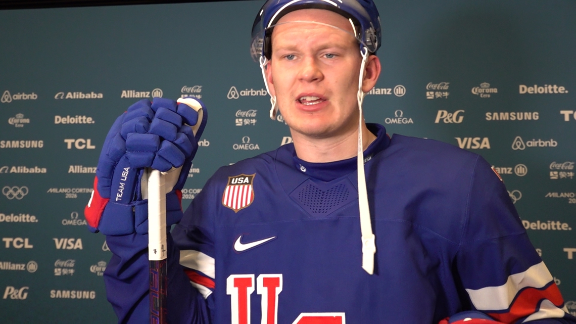 Brady Tkachuk discusses Team USA's men's hockey win in OT over Sweden ...