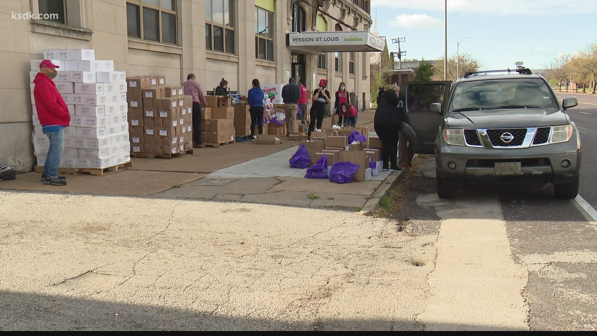 They partnered with the St. Louis Area Food Bank for ten pop-up food pantries