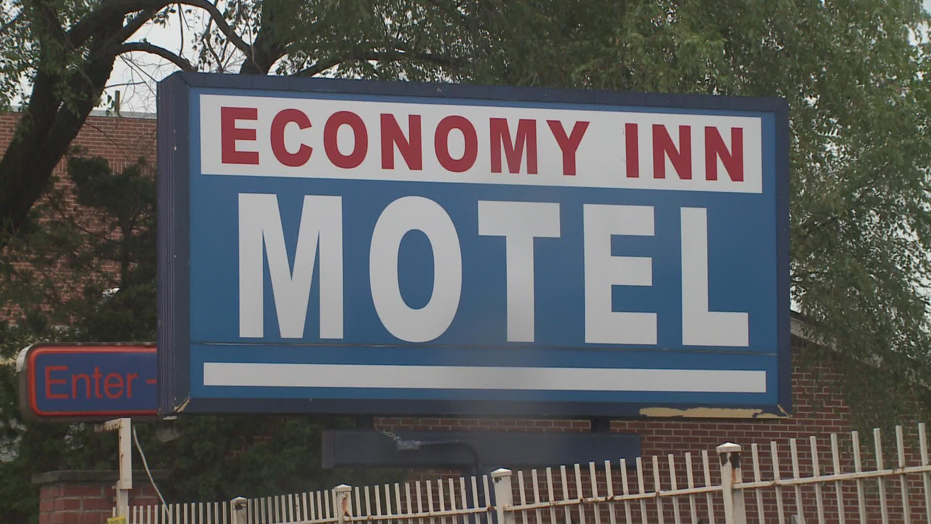 The shooting happened at about 3:45 p.m. Friday at the Economy Inn on North Grand Boulevard.