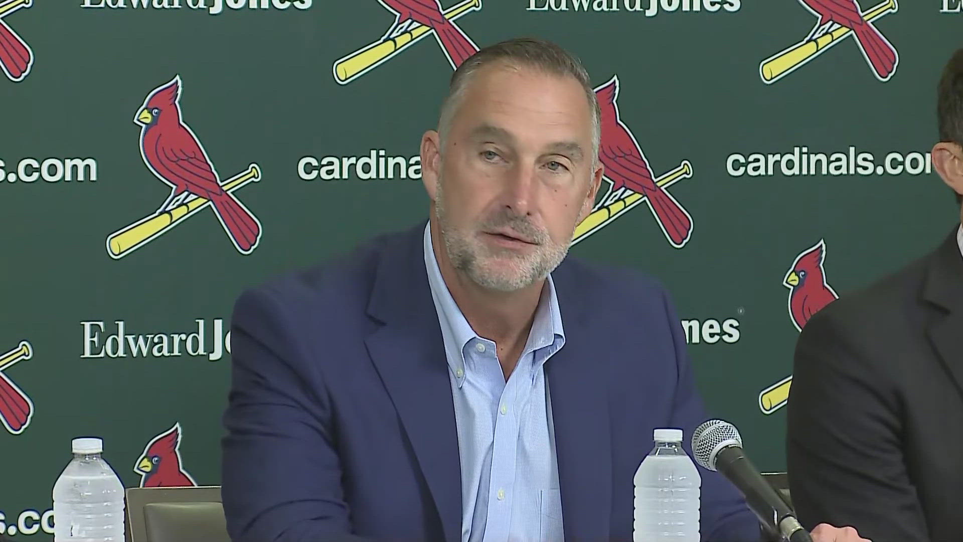 St. Louis Cardinals owner Bill Dewitt Jr., and John Mozeliak, the president of baseball operations, and Chaim Bloom announce the team's new direction.