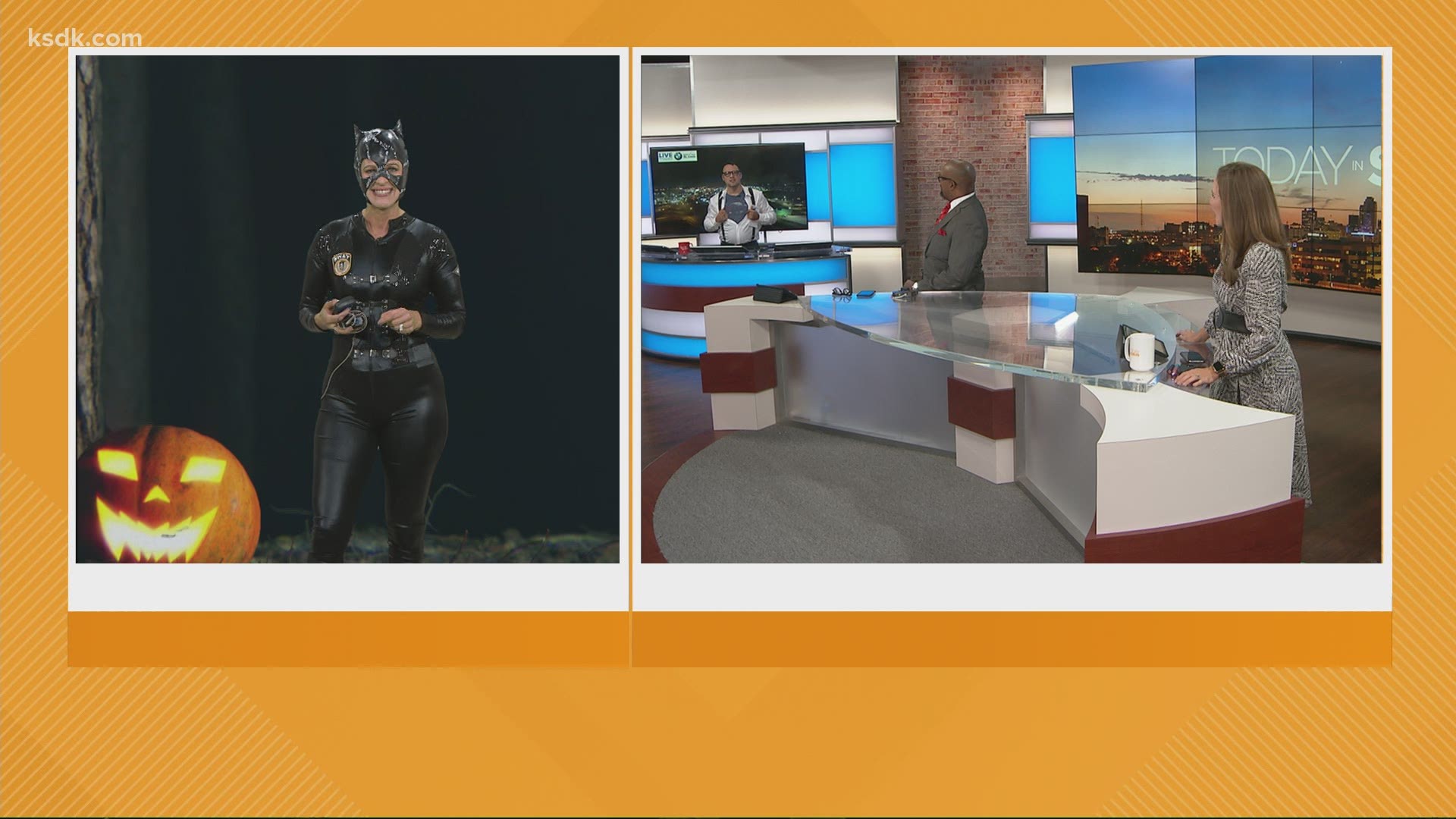 Monica and Anthony surprised Allie and Rene with some Halloween costumes live on the air.
