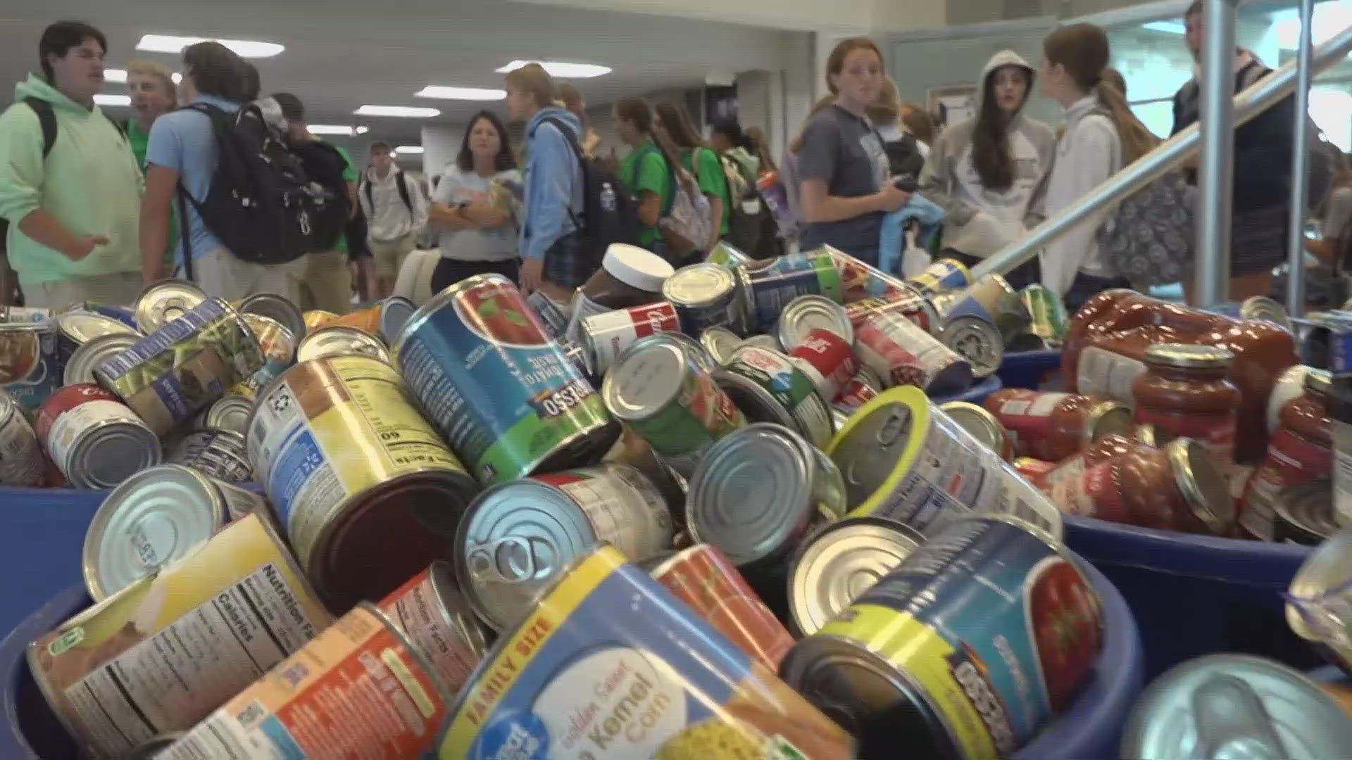 In just over three days, students and staff at St. Dominic filled more than 22 barrels with food. The donations will benefit Operation Food Search.