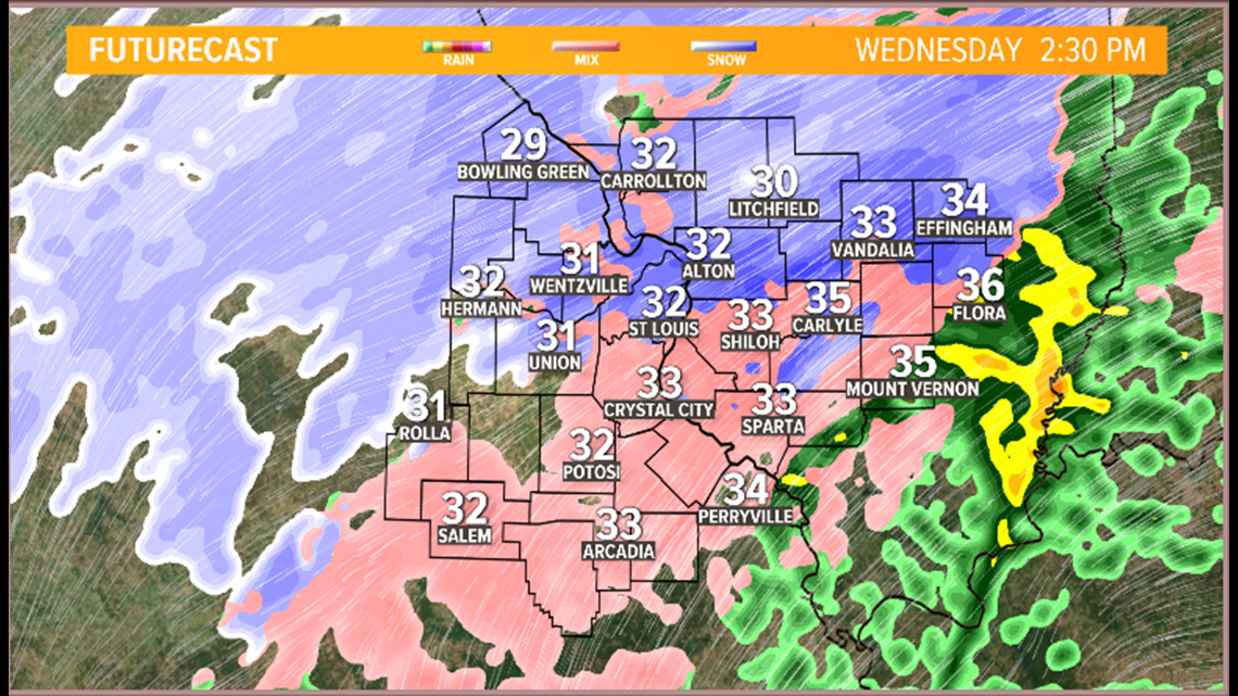St Louis Weather Tracking Snow Sleet Impact On Evening Commute Ksdk Com