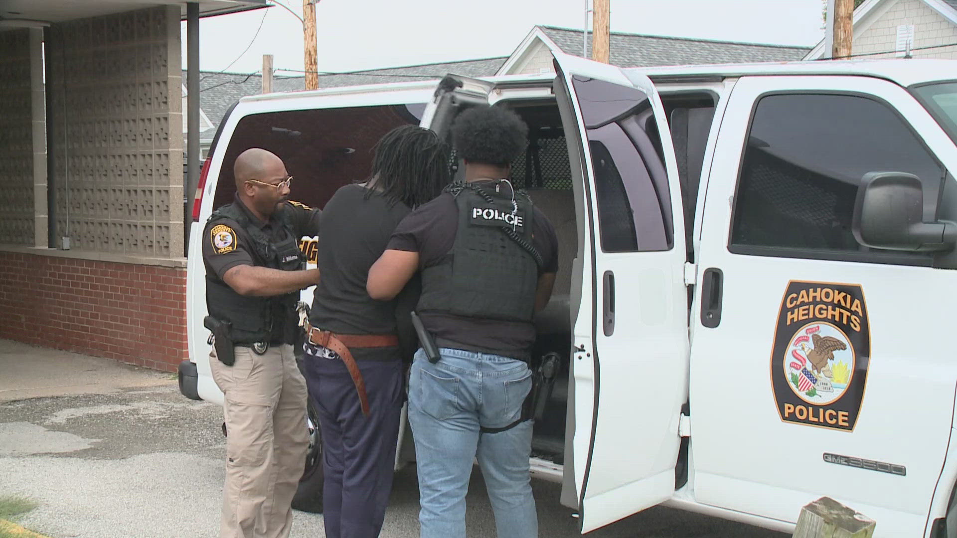 One of the two suspects wanted in a deadly shooting in Cahokia Heights has been arrested. The other suspect is to be considered armed and dangerous.