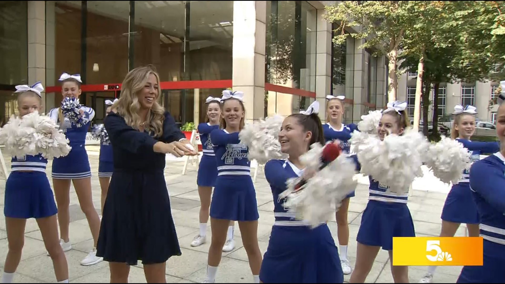 The school's dance and cheer team performed live on the plaza this morning as part of our Tailgate Friday series.