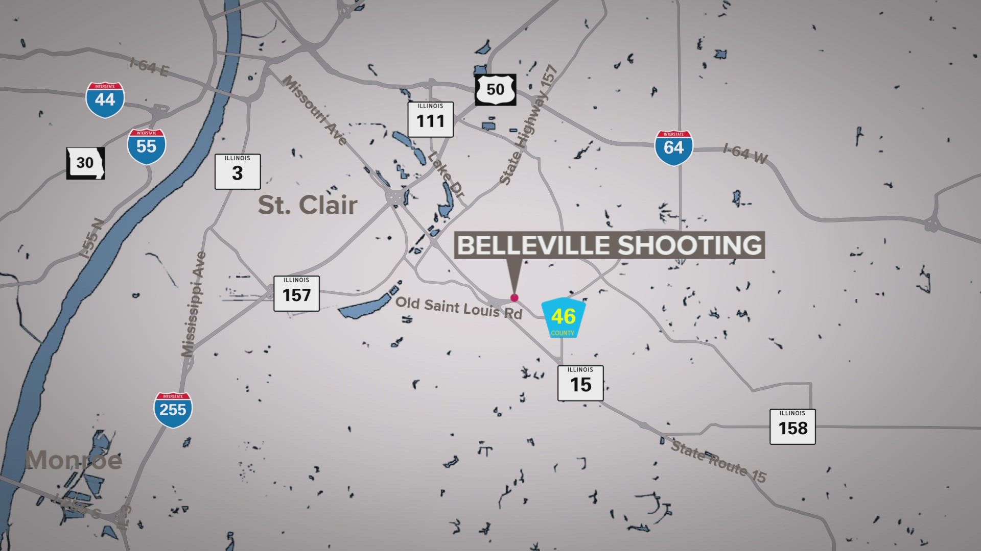 Two men were hospitalized following shootings just a block apart Wednesday night in Belleville.