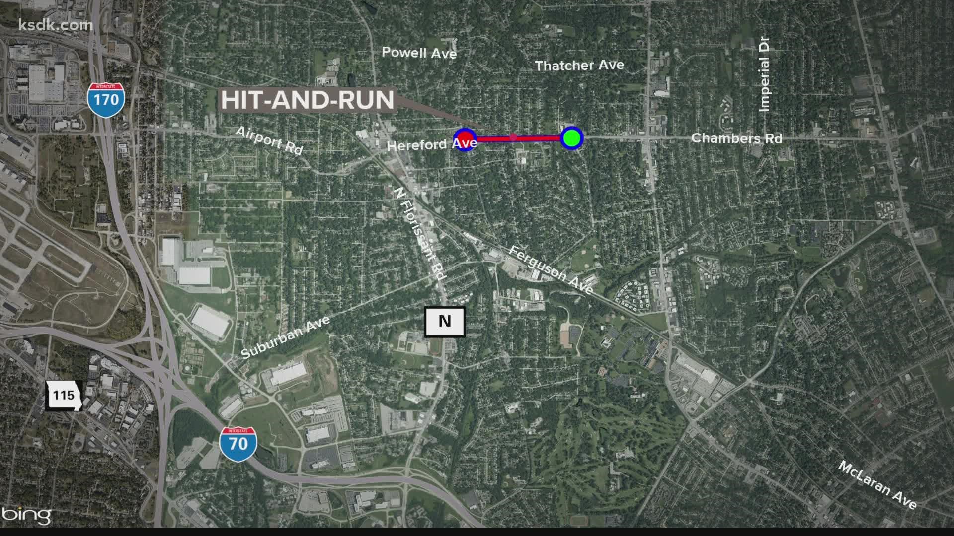 Police say the man was struck Saturday night. They're looking for a gray or tan four-door vehicle, possibly and older model Ford Taurus with heavy front-end damage.