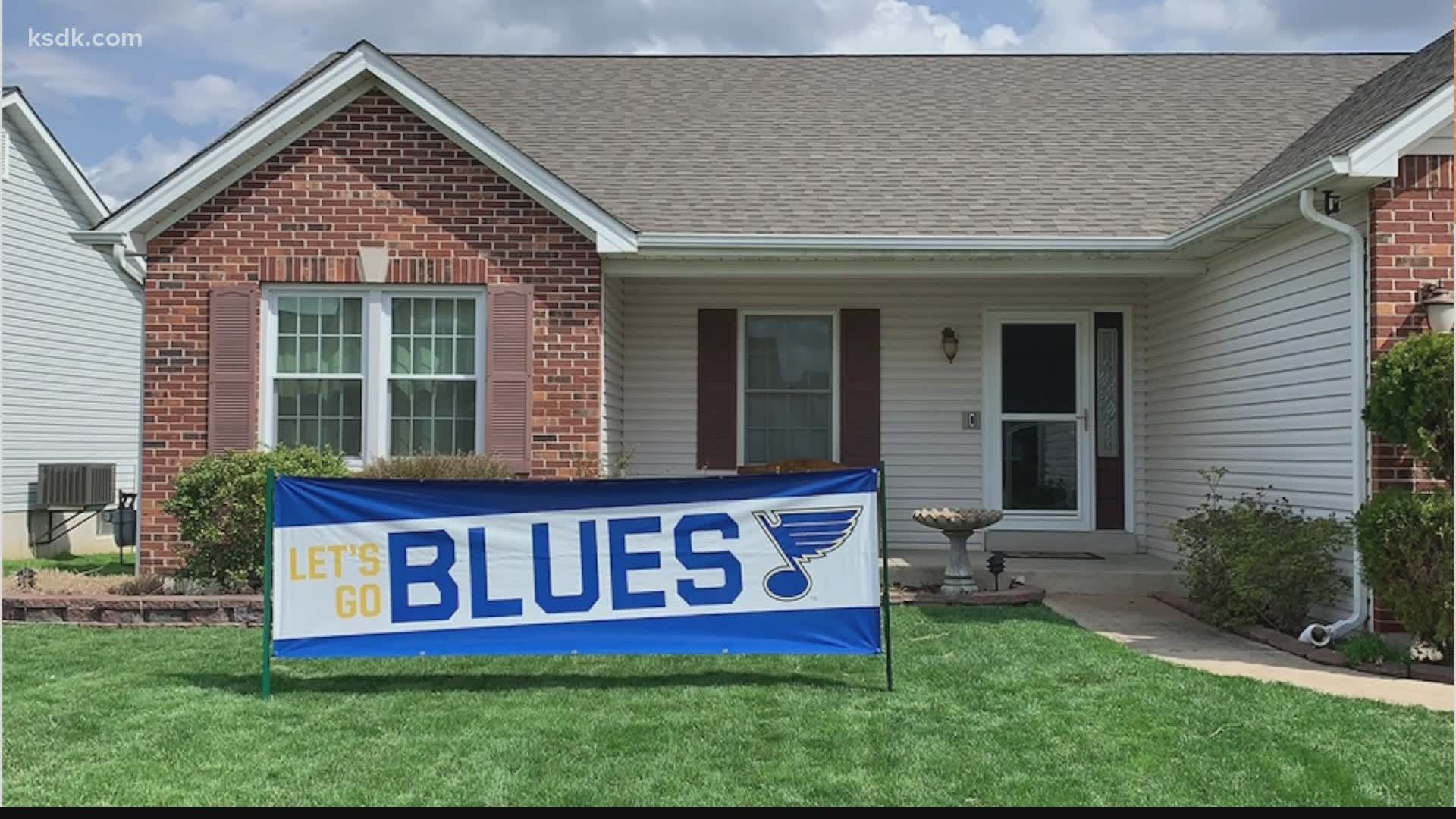 Use #WeAllBleedBlue on Instagram or Twitter for a chance to win prizes. Purchase the banner at STLAuthentics.com.