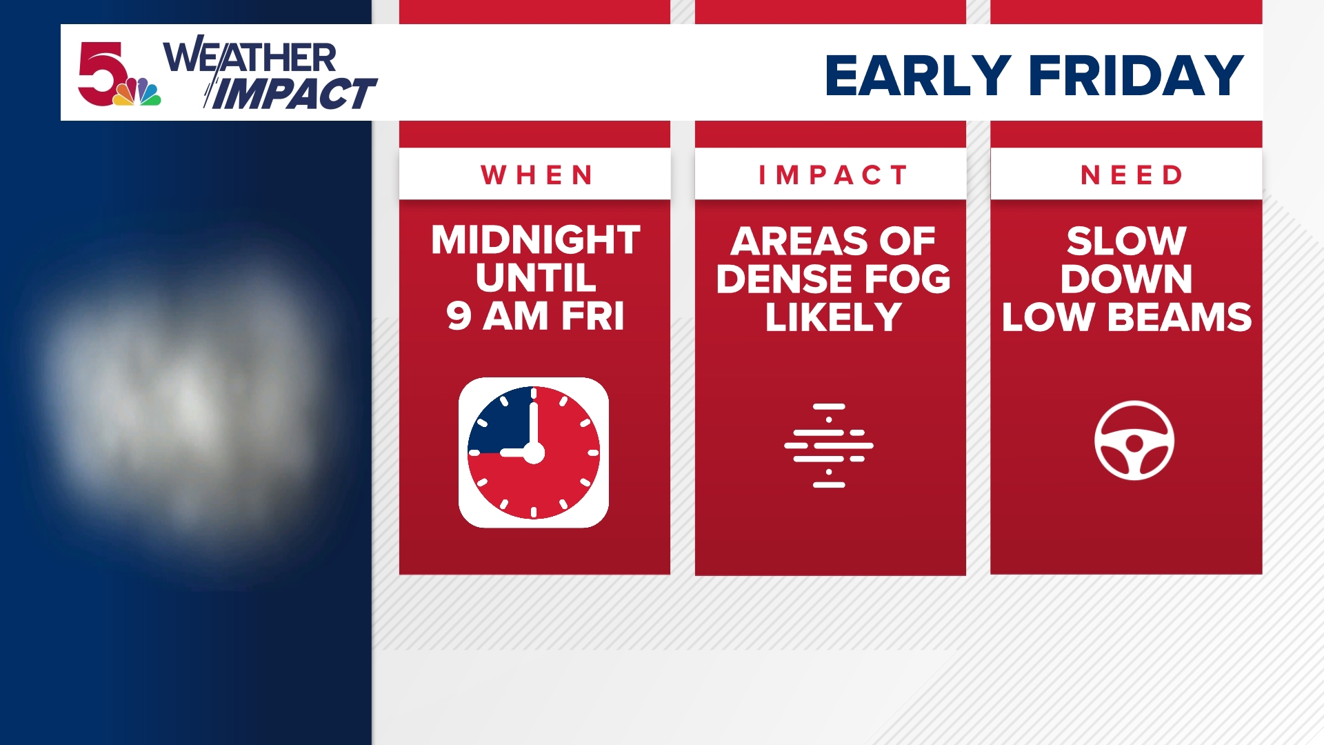 As skies cleared late Thursday, dense fog is poised to develop over much of eastern Missouri into southwest Illinois. Dense fog advisory is in effect until 9 a.m