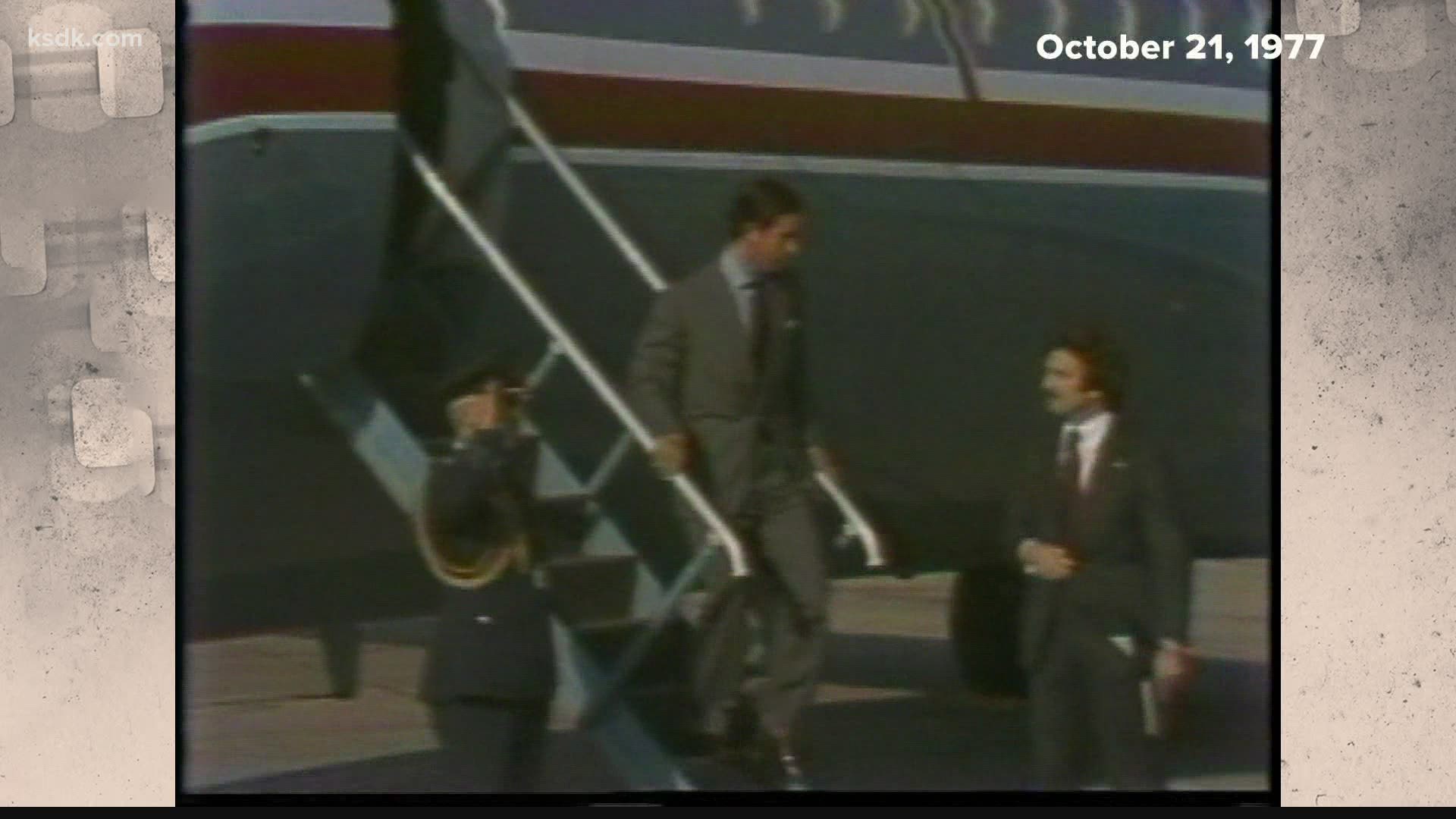Vintage KSDK dug into the archives for a look back at King Charles III visit to St. Louis 45 years ago, which drew big crowds to several locations.