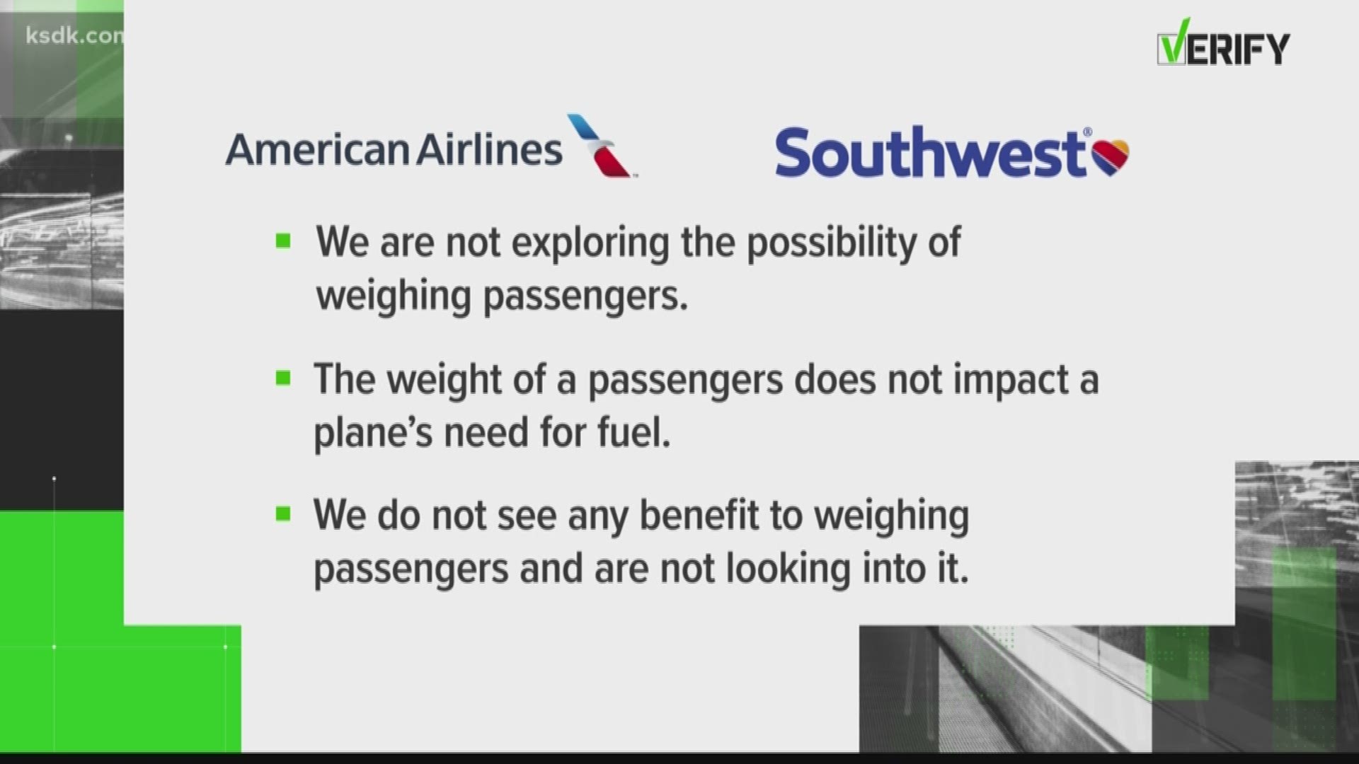 Are airlines going to start weighing passengers before they get on the plane? Our Verify team looked into it.
