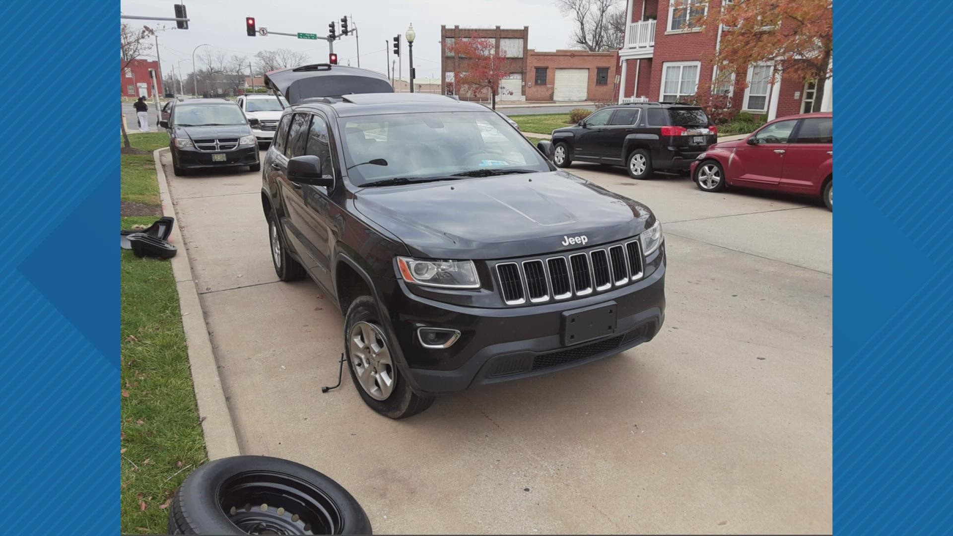 Early Saturday morning, a woman was warming up her SUV in north St. Louis, getting ready to take her son to work, when thieves stole it and her service dog.