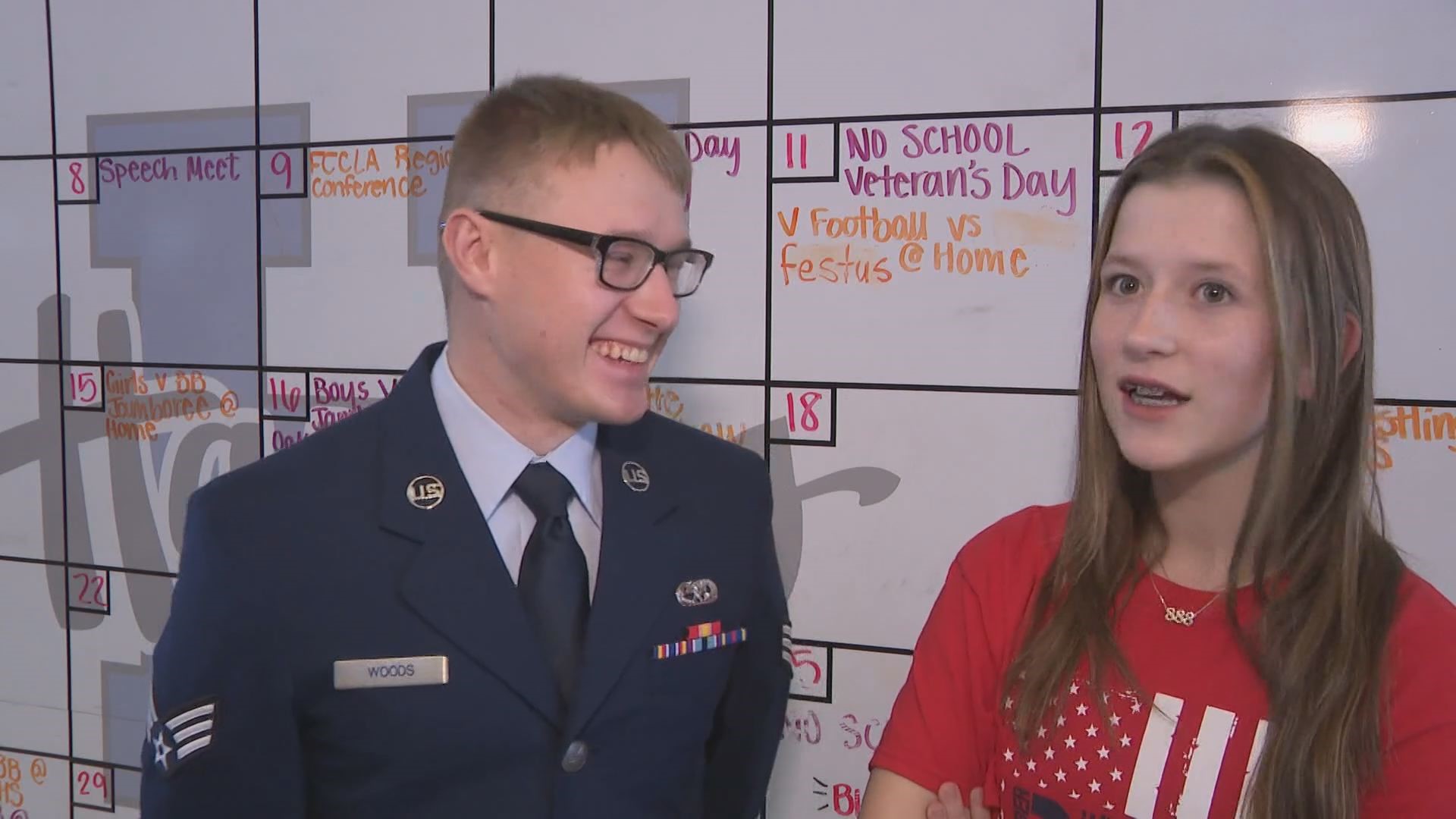 After an 18-month deployment, an airman came home to surprise his sister who is a high school student. The airman surprised her at Hillsboro High School.