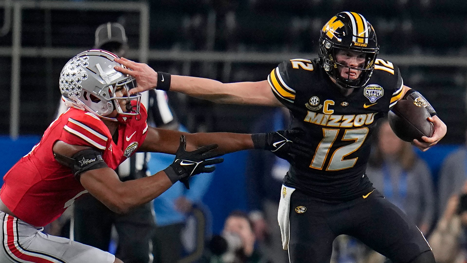 No. 9 Missouri took down No. 7 Ohio State 14-3 in the 88th Cotton Bowl Classic at AT&T Stadium in Arlington thanks to strong defense and 4th quarter offense.