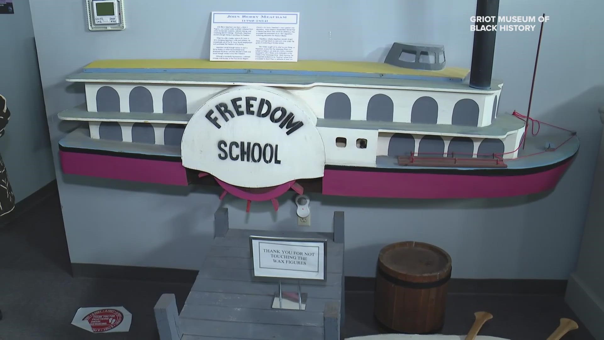 The Floating Freedom School was made after Missouri banned education for Black students. Meachum made a steamboat into a school so Black people could keep learning.