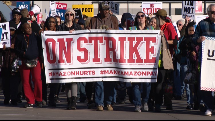 'We are not robots' Amazon workers in St. Peters join international picket on Black Friday