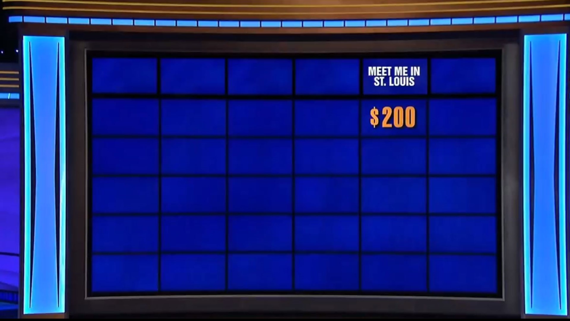 The contestants struggled with one question in the "Meet Me in St. Louis" category. The contestants weren't able to answer, "What is Busch Stadium?"