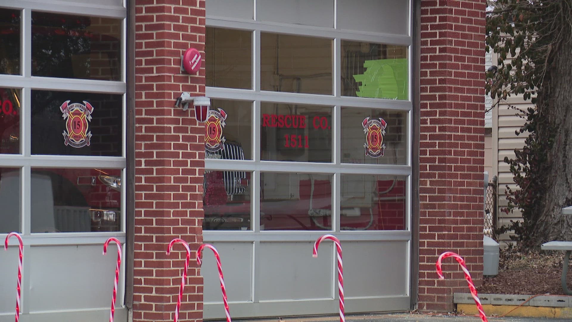 The Camp Jackson Fire Protection District's firehouse garage door was struck by gunfire just before midnight on New Year's Eve. No firefighters were injured.