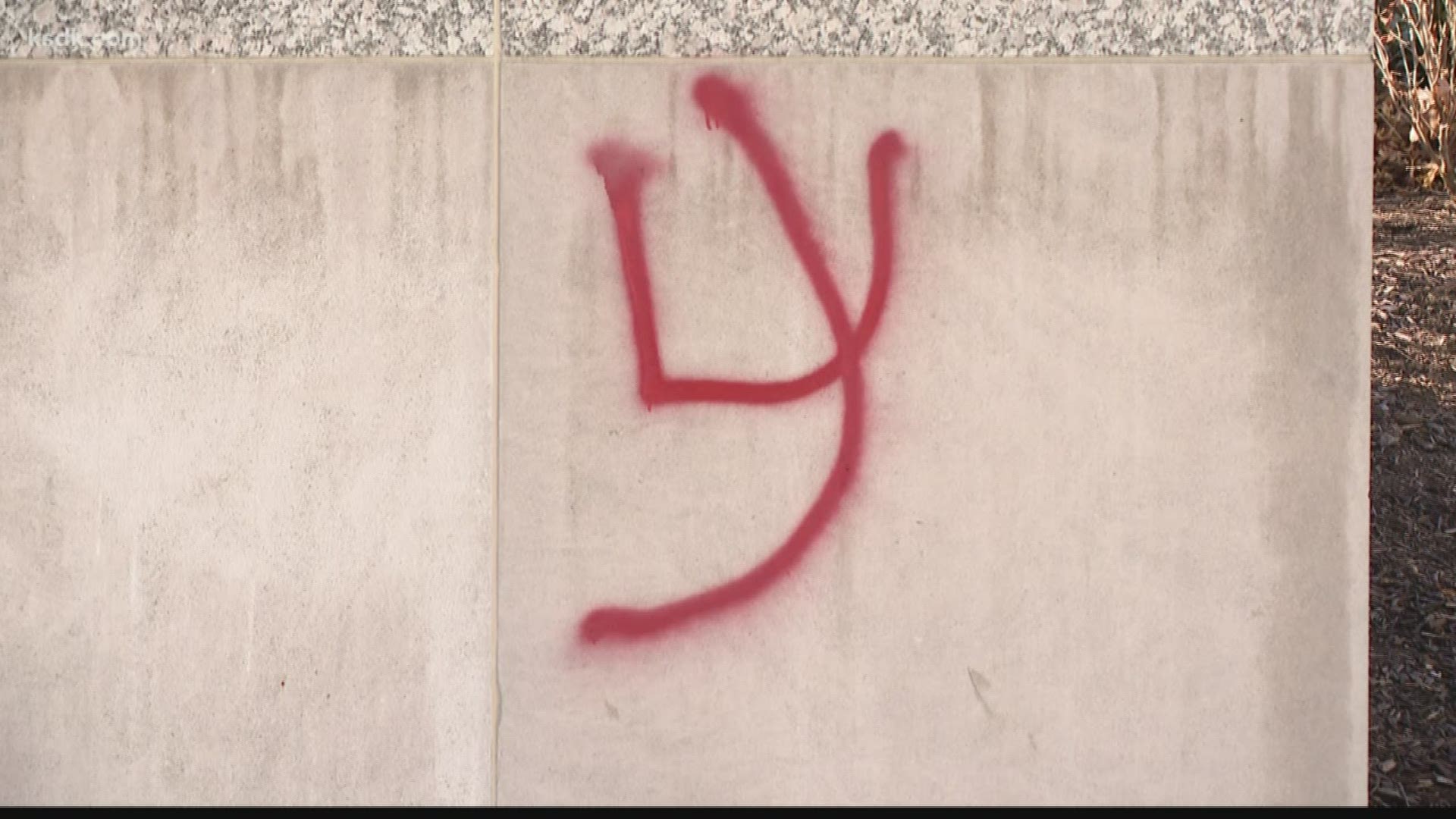 'No War' was spray-painted in several locations