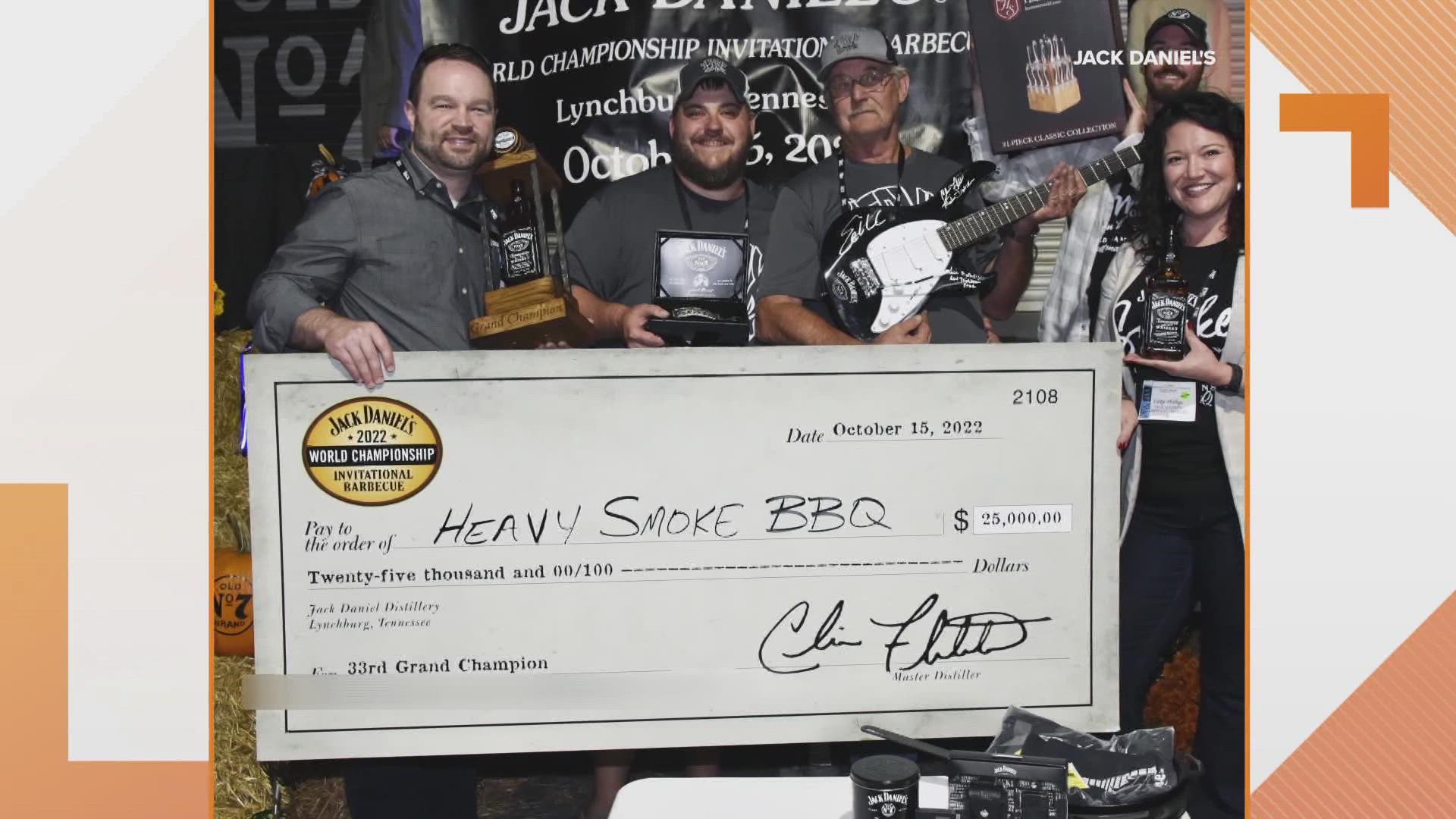 The team at Heavy Smoke BBQ in St. Peters was named Grand Champion at the 2022 Jack Daniel's competition.