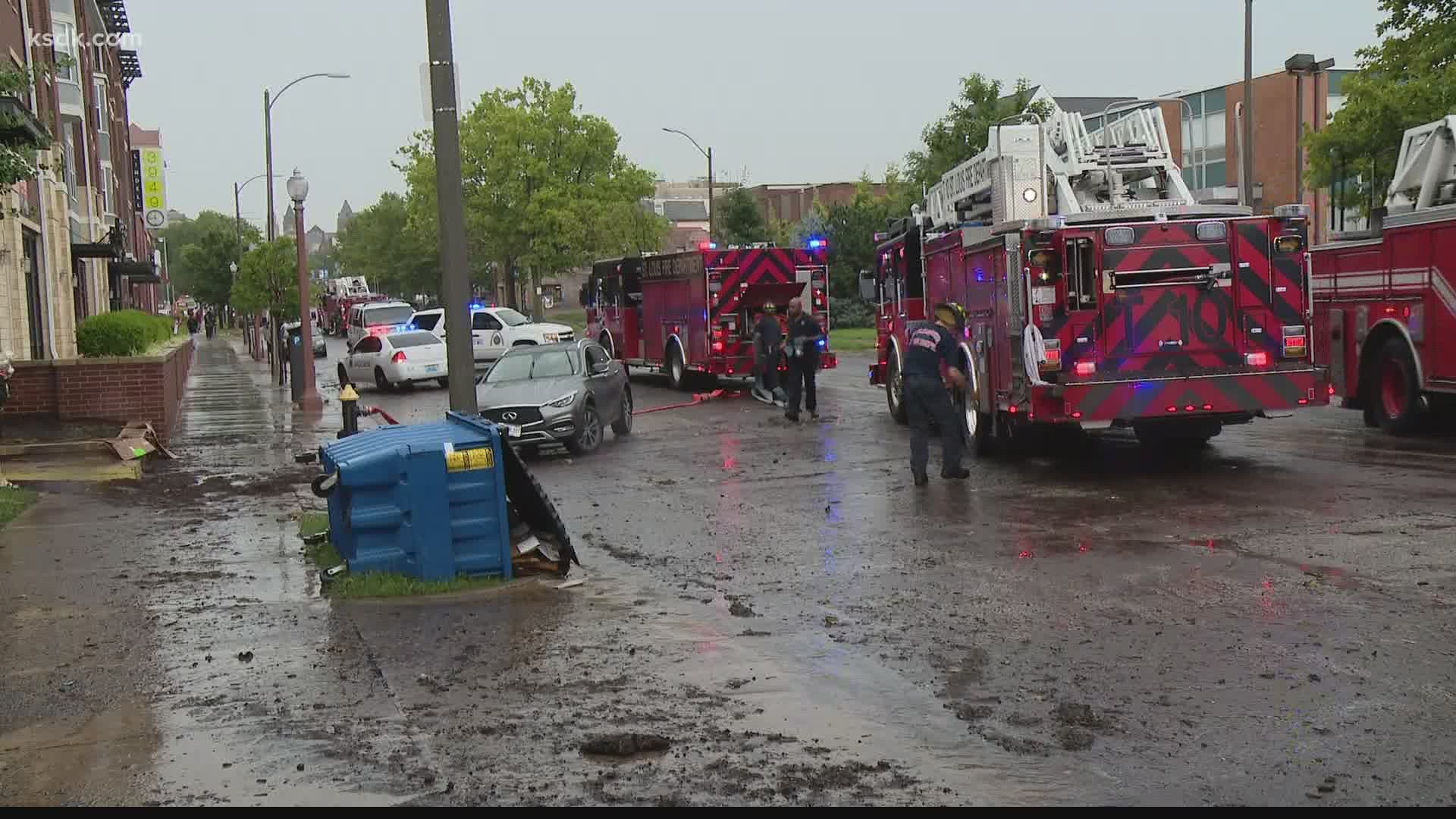 Cars were stranded across the bi-state due to flooding