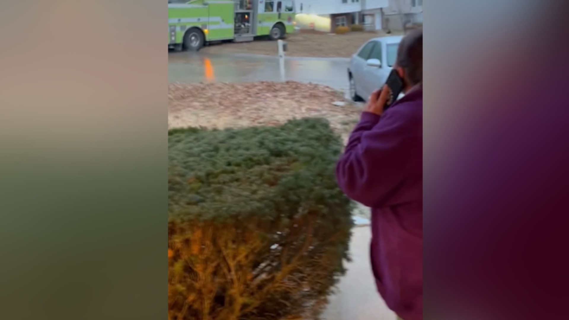 A scary sight to see! A Rock Community fire truck slips and slides down a hill in a neighborhood in Imperial, Missouri early Monday morning