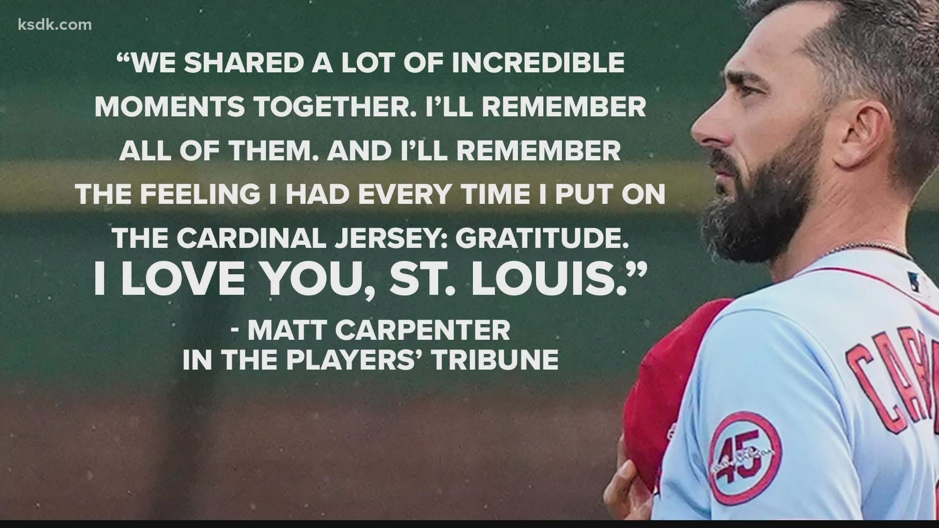 Carpenter wrote a piece for the Players' Tribune as his time with the Cardinals has ended. Carpenter is a free agent.