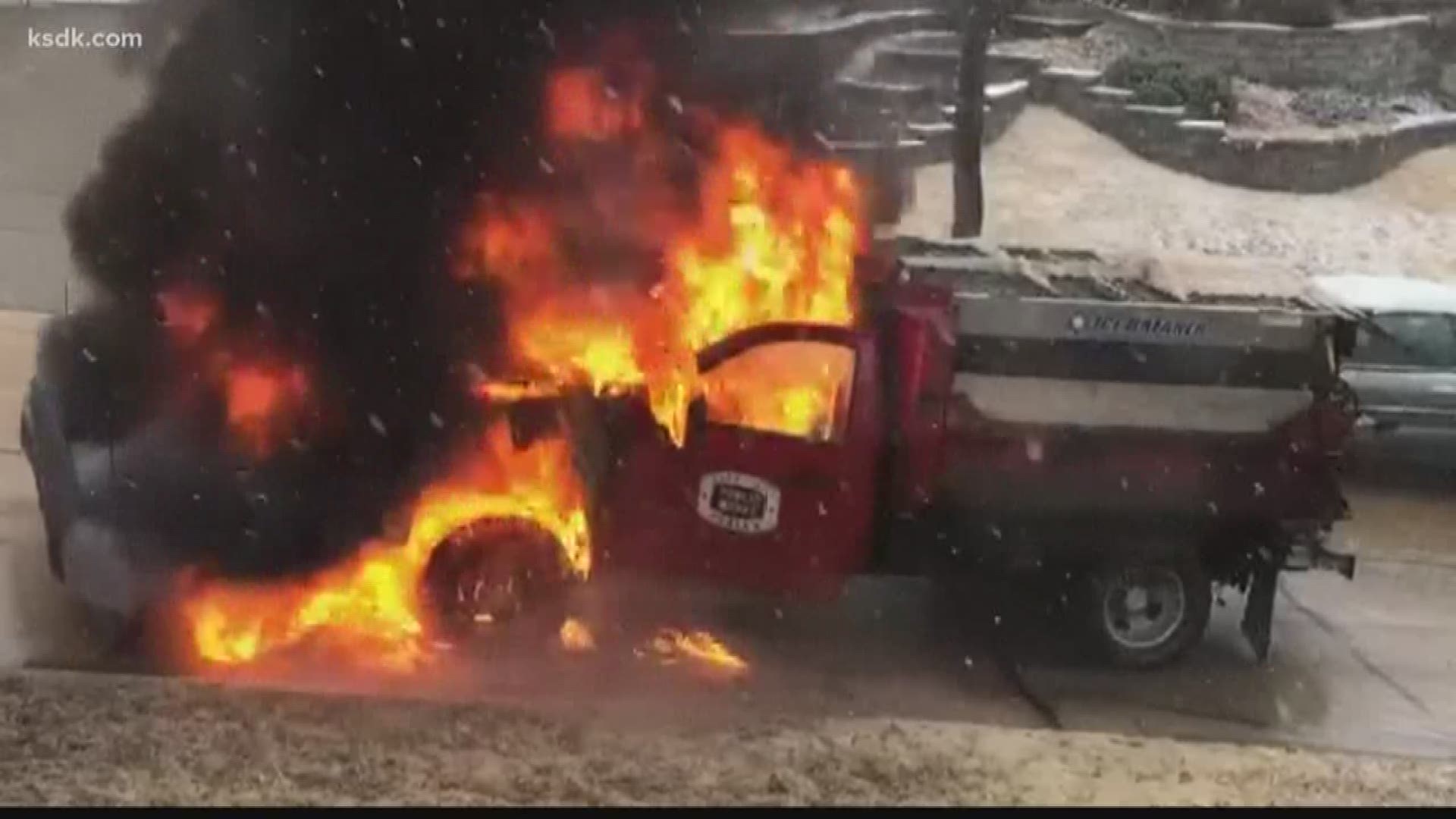 The truck was laying down salt when neighbors reported hearing an explosion.