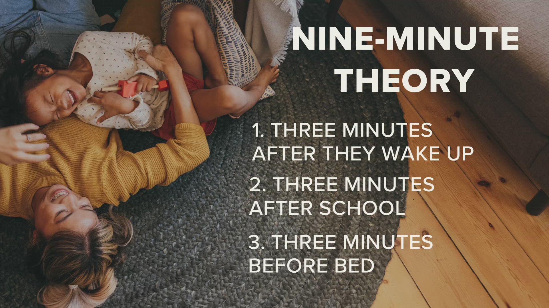 A new theory identifies the most important minutes parents should spend with their children. The nine minutes include when they first wake up, return from school and