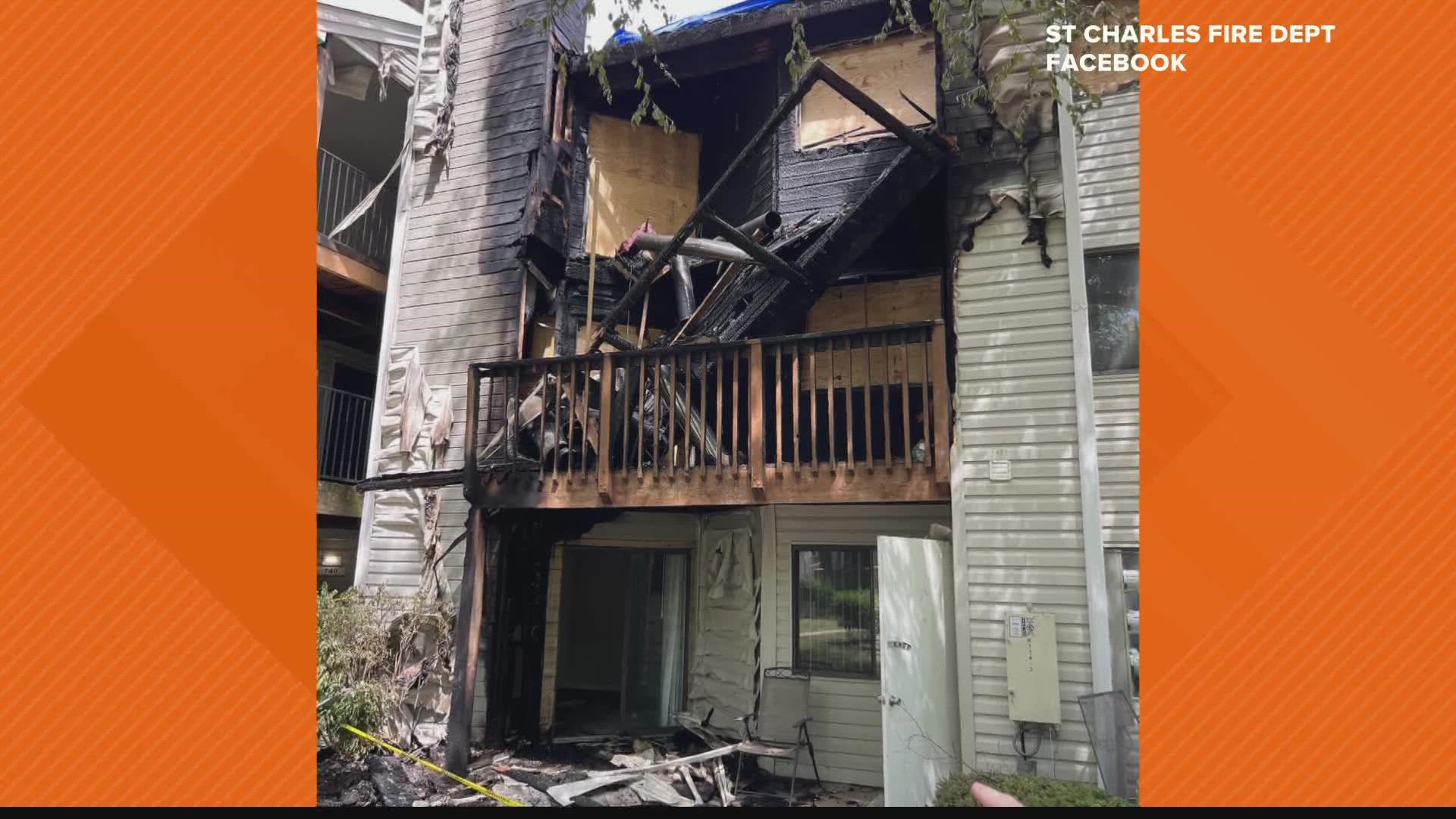 The fire started just before midnight Wednesday at the Glen at Bogey Hills apartment complex. Damage was limited to 12 of the 40 units, and no injuries were reported