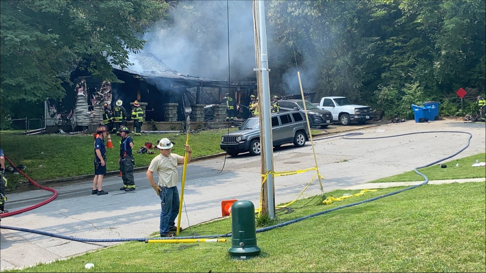 Three adults and two small children were taken to the hospital for treatment after a suspected gas leak. It caused a house explosion in St. Charles Monday.