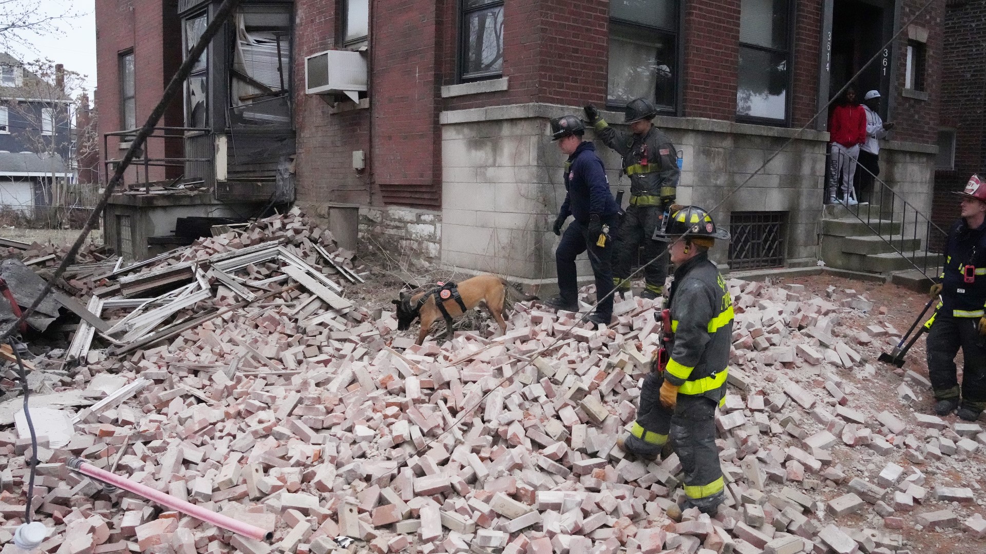 A vacant three-story apartment building collapsed Friday afternoon in south St. Louis. Some surrounding buildings were evacuated.