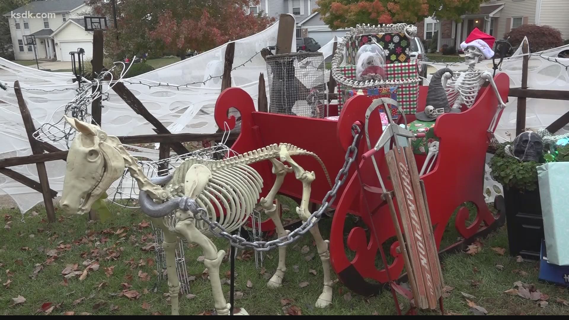 At first glance, it appears the Sandvoss family decorated for Christmas early.
Take a closer look and you’ll see they've decorated for Halloween.