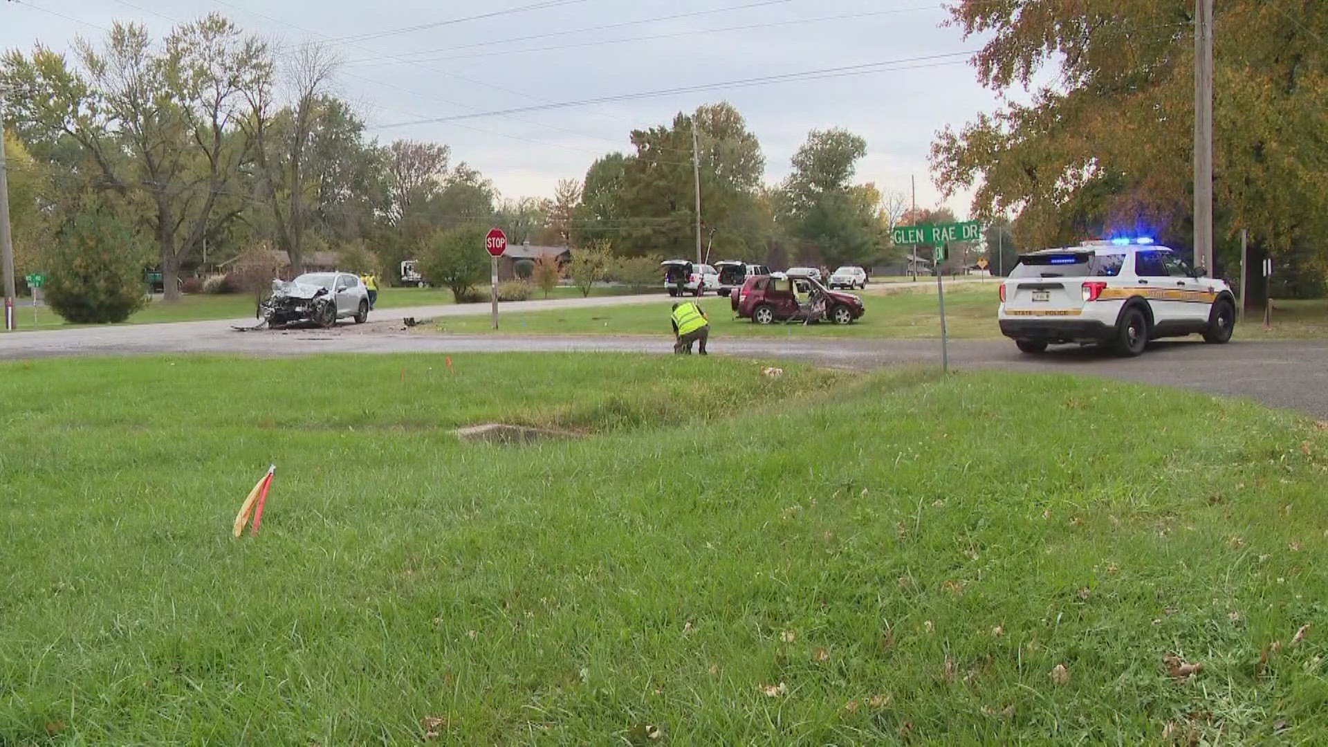 Illinois State Police investigated a deadly crash Wednesday morning in front of Triad High School in Troy, Illinois.