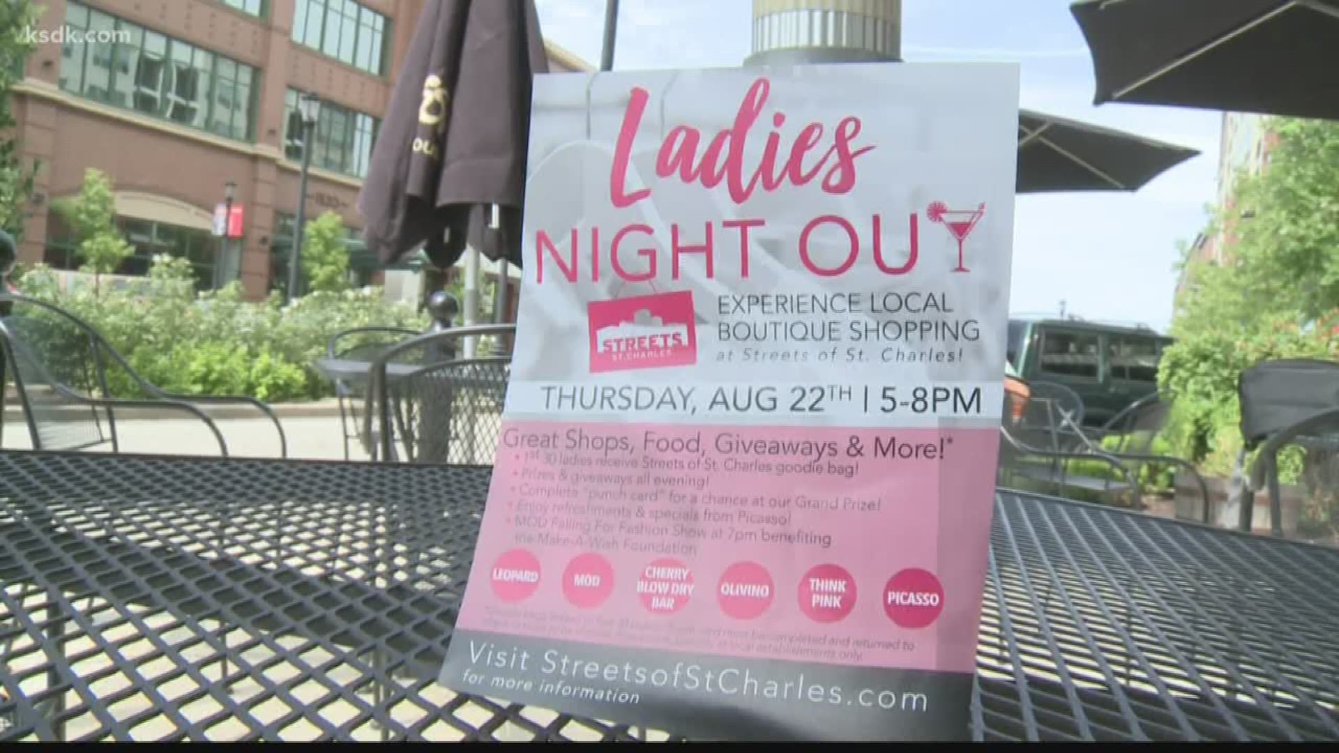 The Streets of St. Charles will host Ladies Night Out tonight on August 22, 2019.